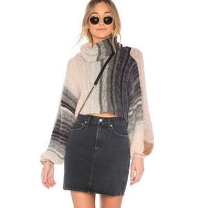 Agolde Kat 80’s High Rise Pencil Mini Black Denim Skirt, New with Tags, Size 30